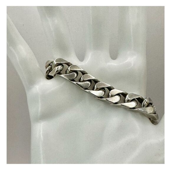 Gucci sterling silver cuban link chain bracelet with interlocking G - Picture 5 of 14